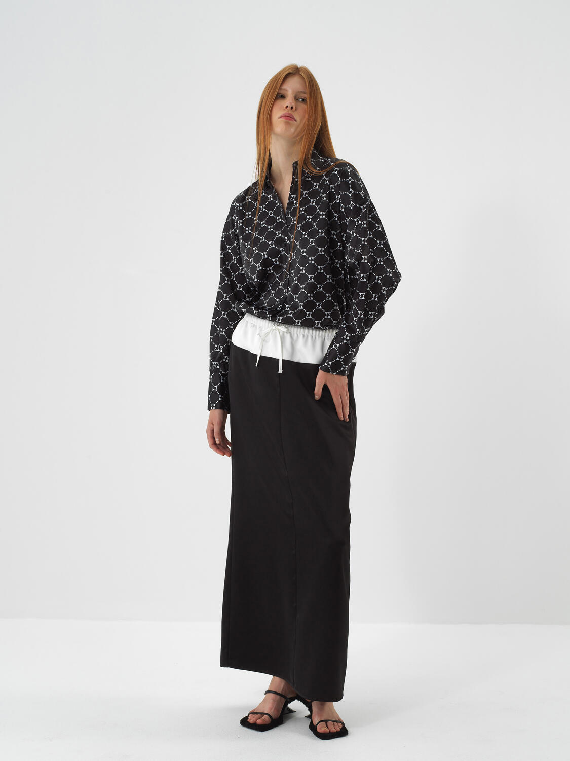 Black Silky Satin Oversized Skirt - 3