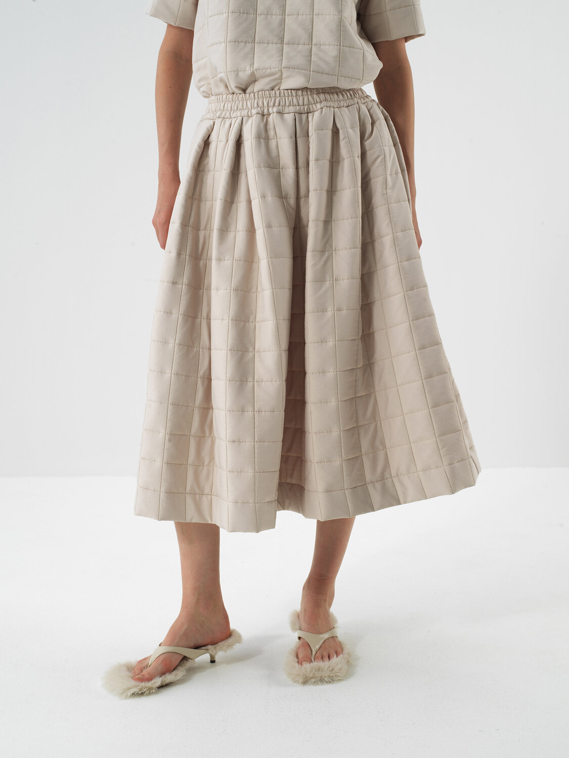 Natural Quilted Textured Oversize Skirt - Xint