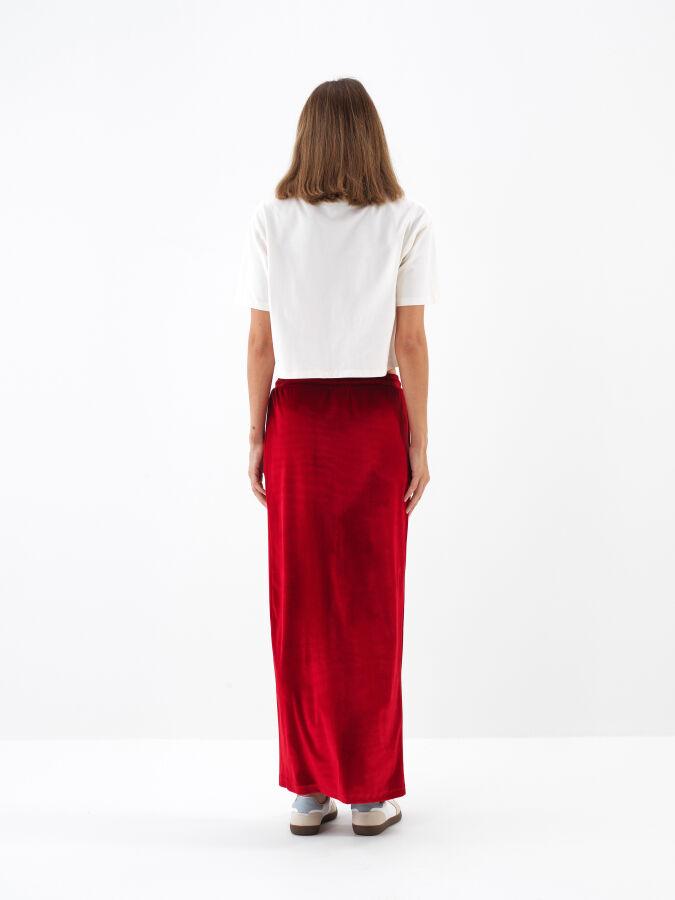 Corduroy Shiny Plain Skirt - Xint