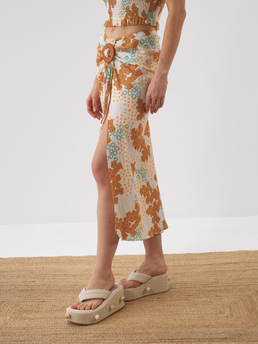 White Regular Fit Cotton Skirt - 2