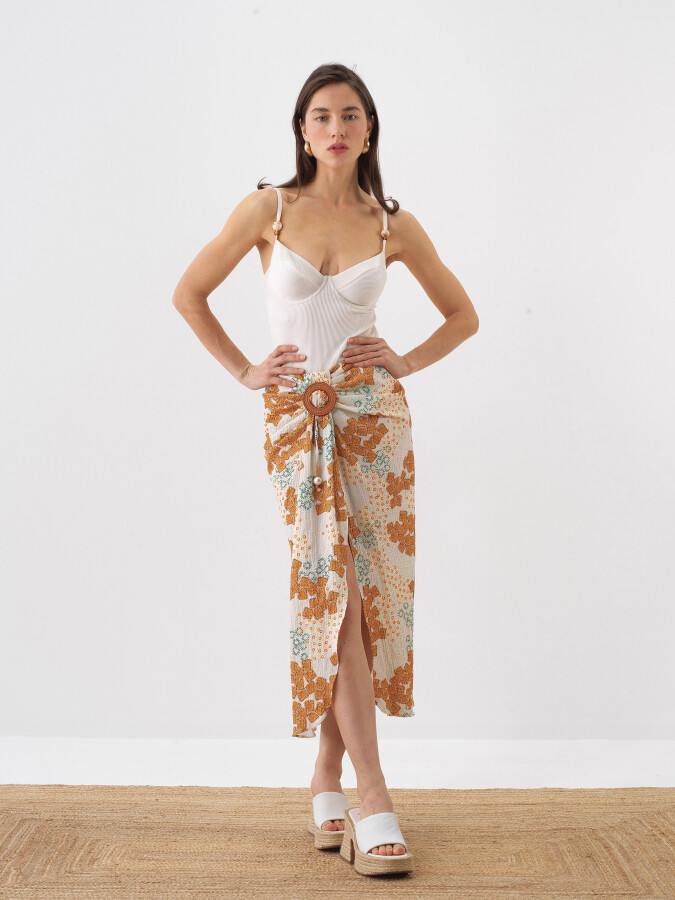 White Regular Fit Cotton Skirt - 6