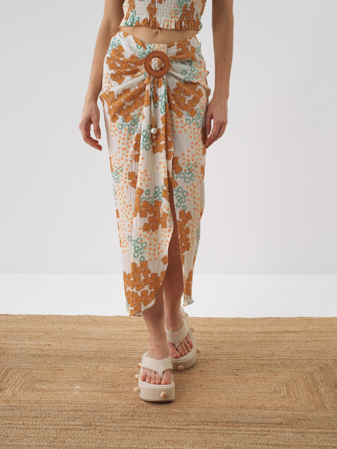 White Regular Fit Cotton Skirt