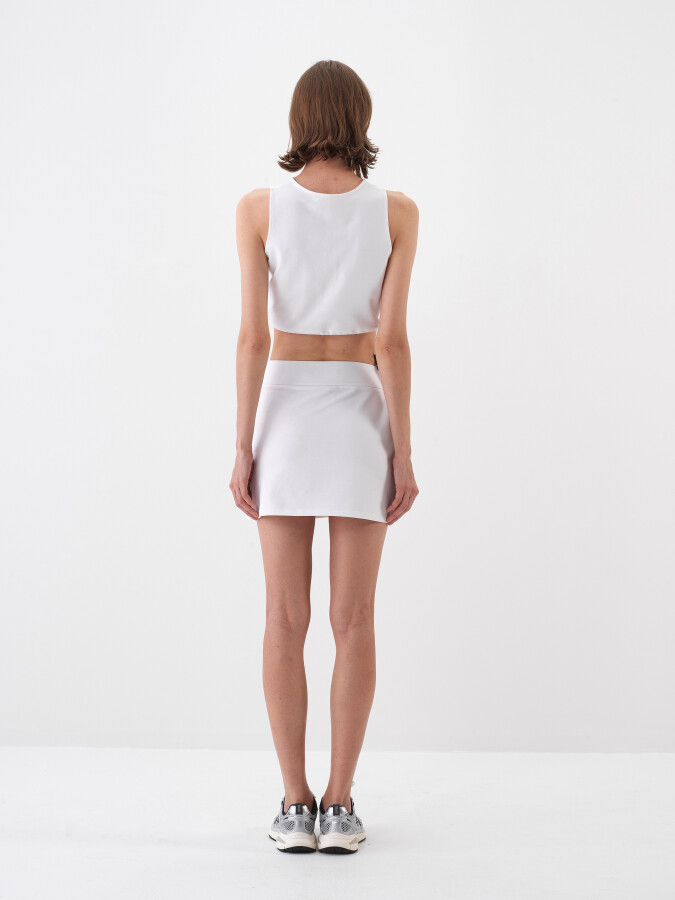 White Regular Fit Cotton Skirt - 4