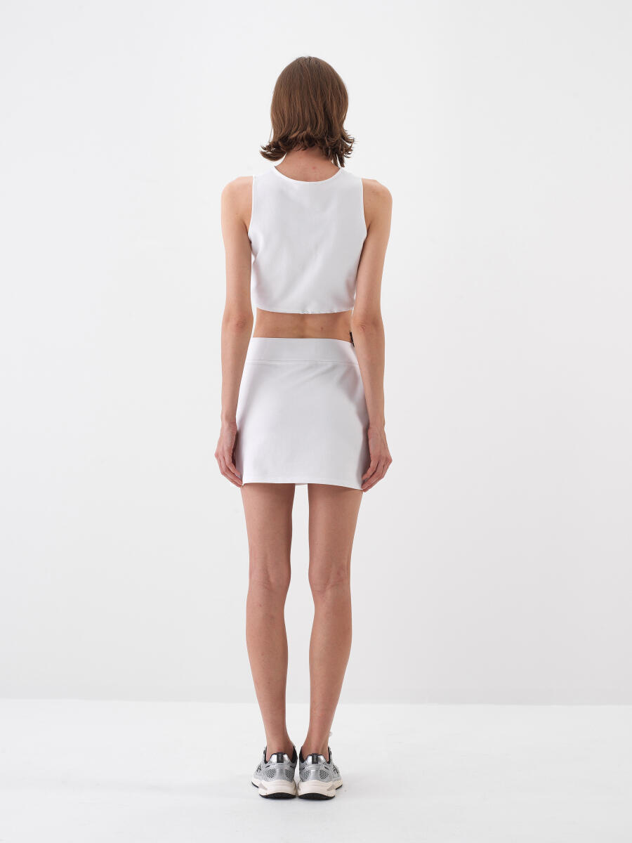 White Regular Fit Cotton Skirt - 4