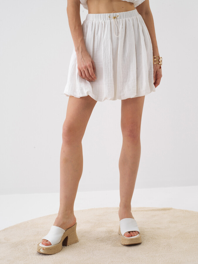 White Regular Fit Cotton Skirt