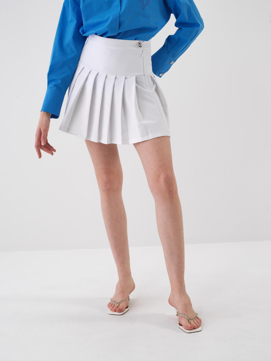 White Regular Fit Cotton Skirt - 1