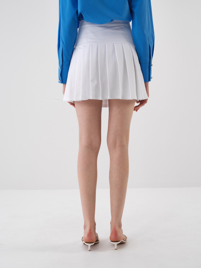 White Regular Fit Cotton Skirt - 2