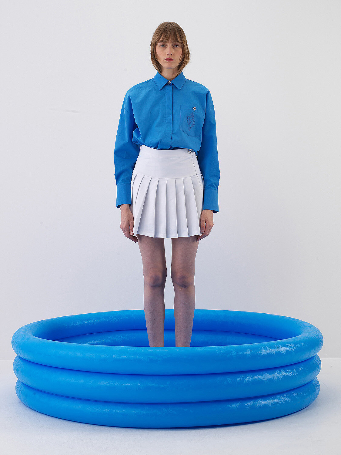 White Regular Fit Cotton Skirt