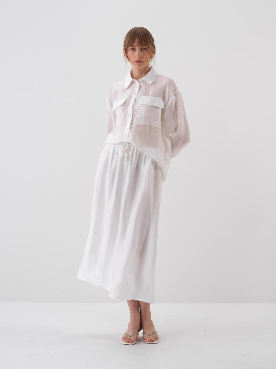 White Regular Fit Skirt - 5