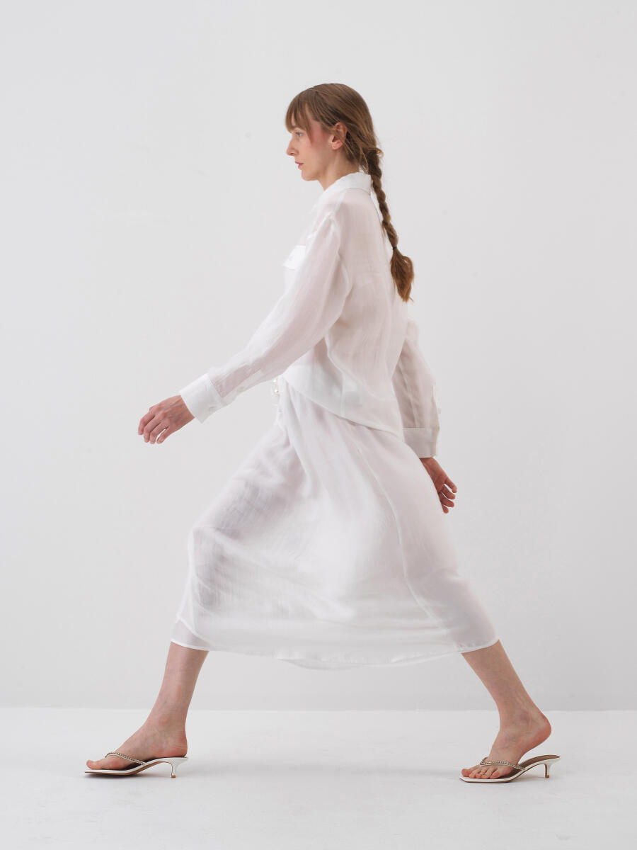 White Regular Fit Skirt - 2