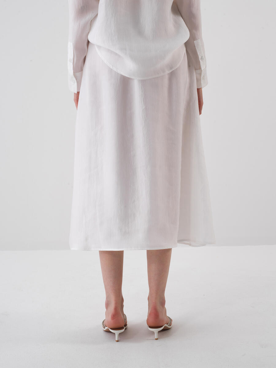 White Regular Fit Skirt - 3