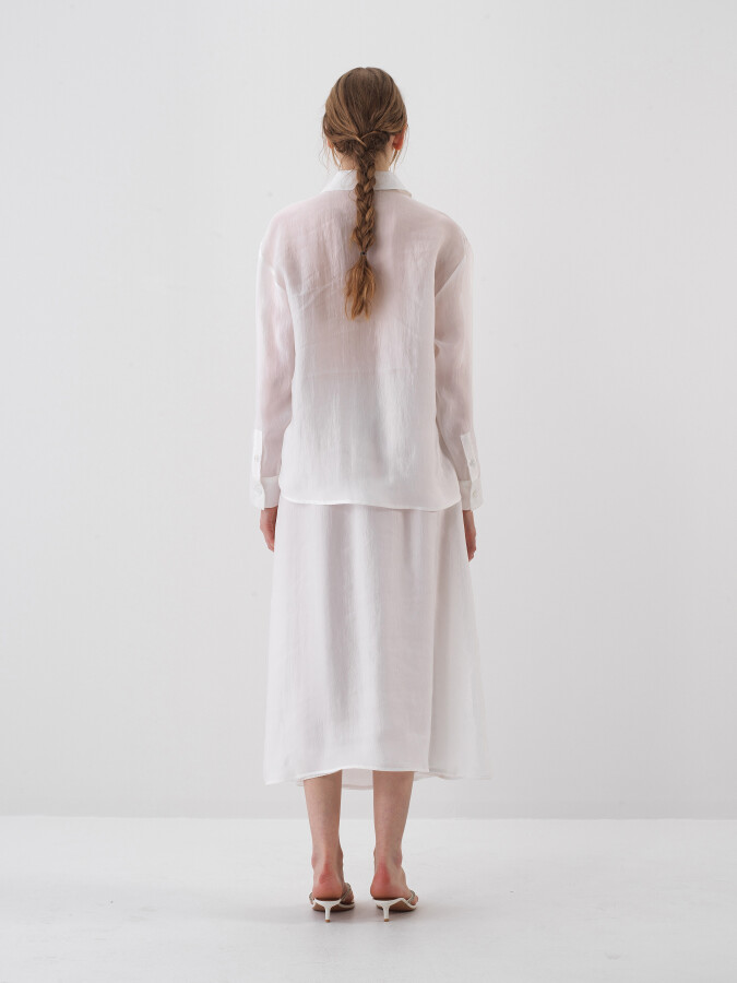 White Regular Fit Skirt - 4