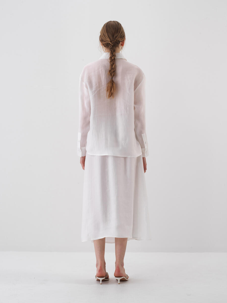 White Regular Fit Skirt - 4