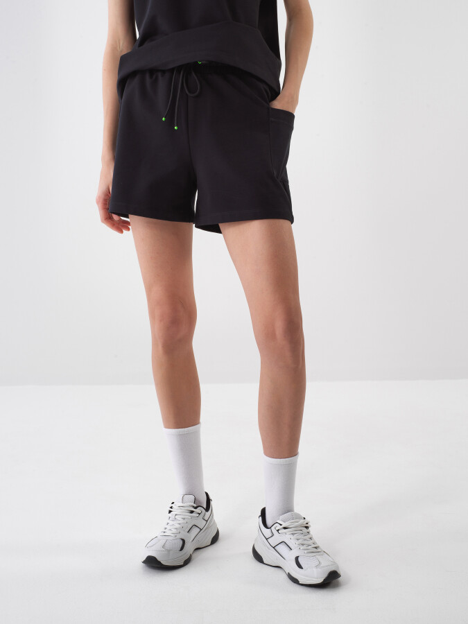 Black Oversize Cotton Shorts