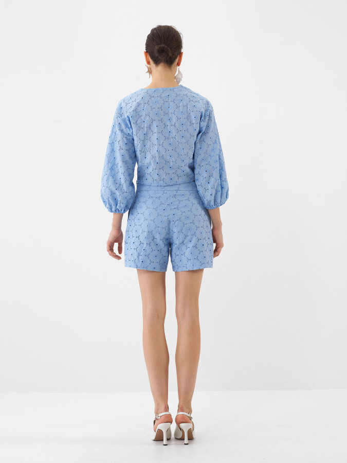 Blue Regular Fit Cotton Shorts - 4