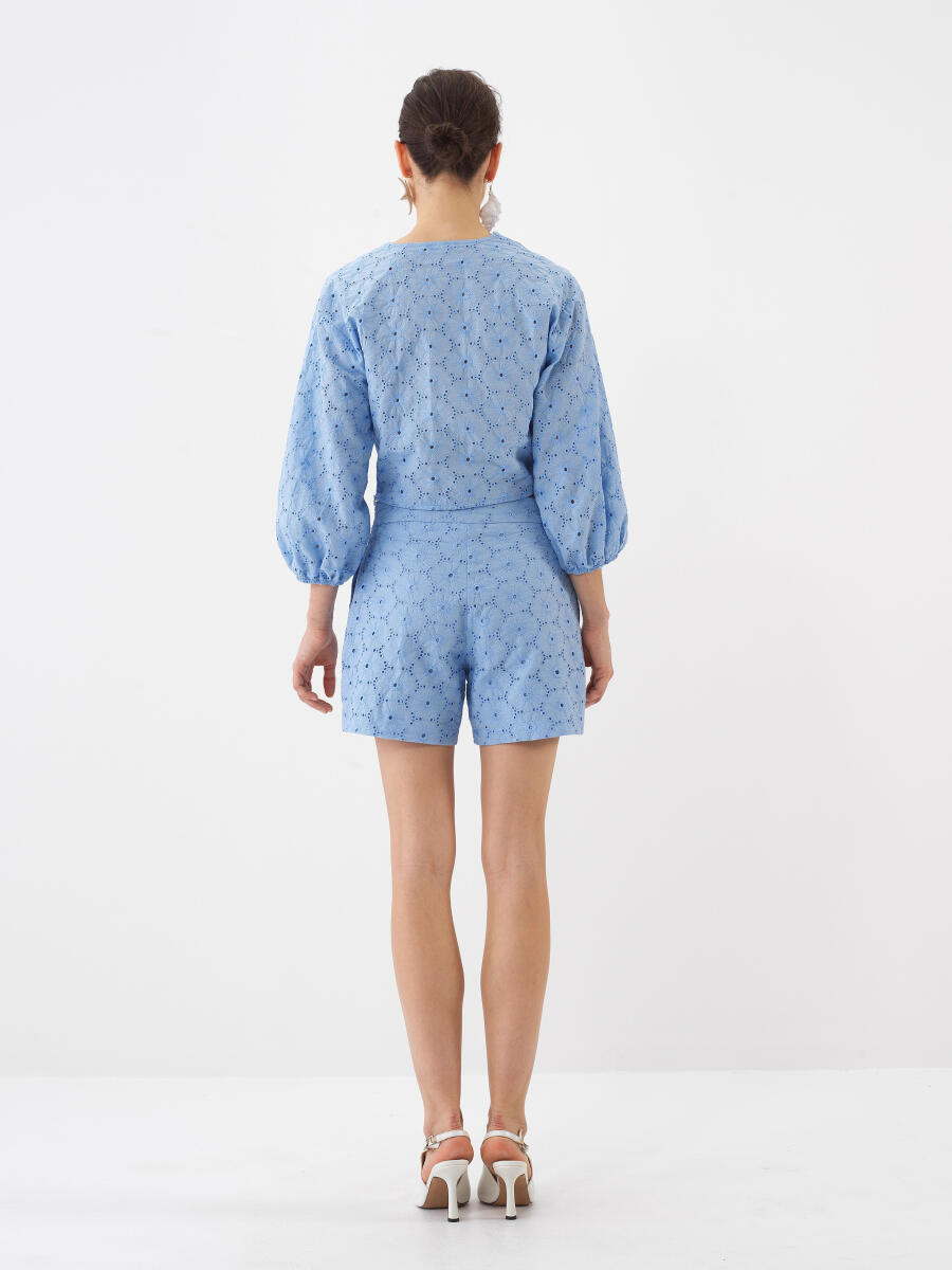 Blue Regular Fit Cotton Shorts - 4