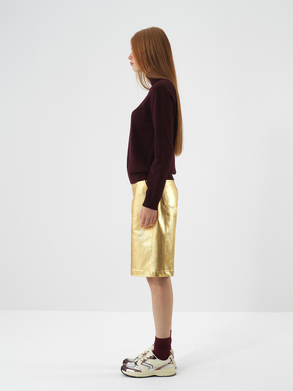 Gold Cotton Textured Oversize Shorts - 4