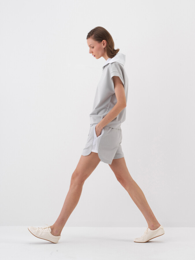 Gray Oversize Cotton Shorts - 2