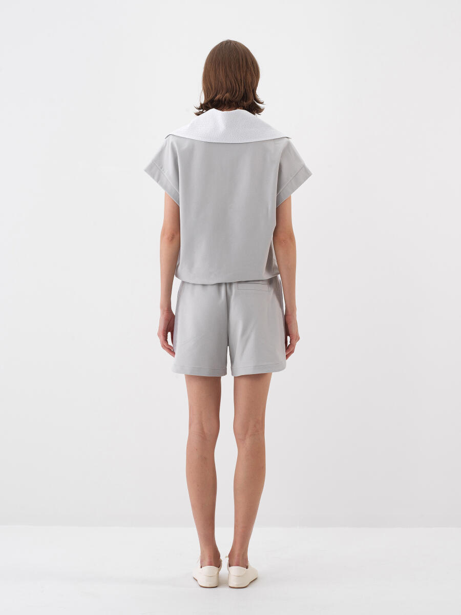 Gray Oversize Cotton Shorts - 4