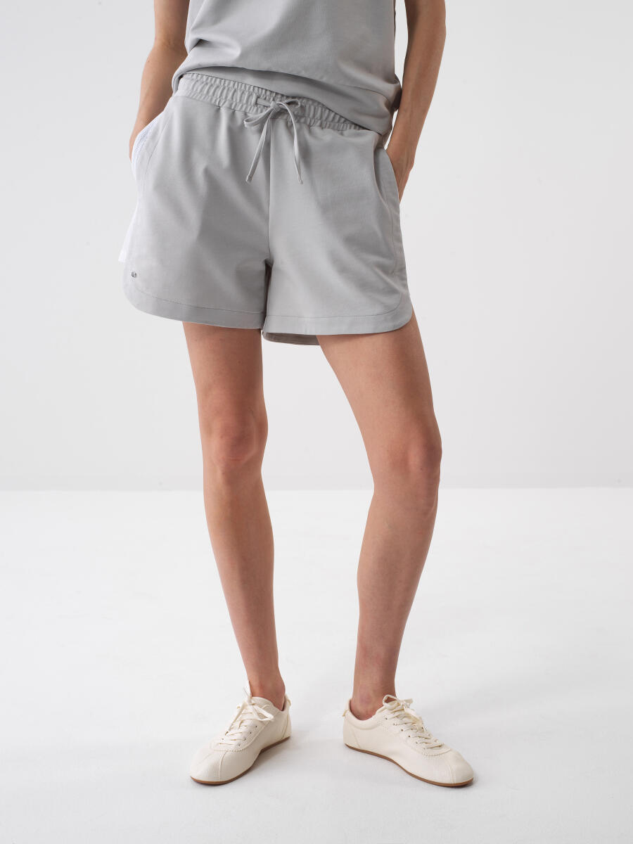 Gray Oversize Cotton Shorts - 1