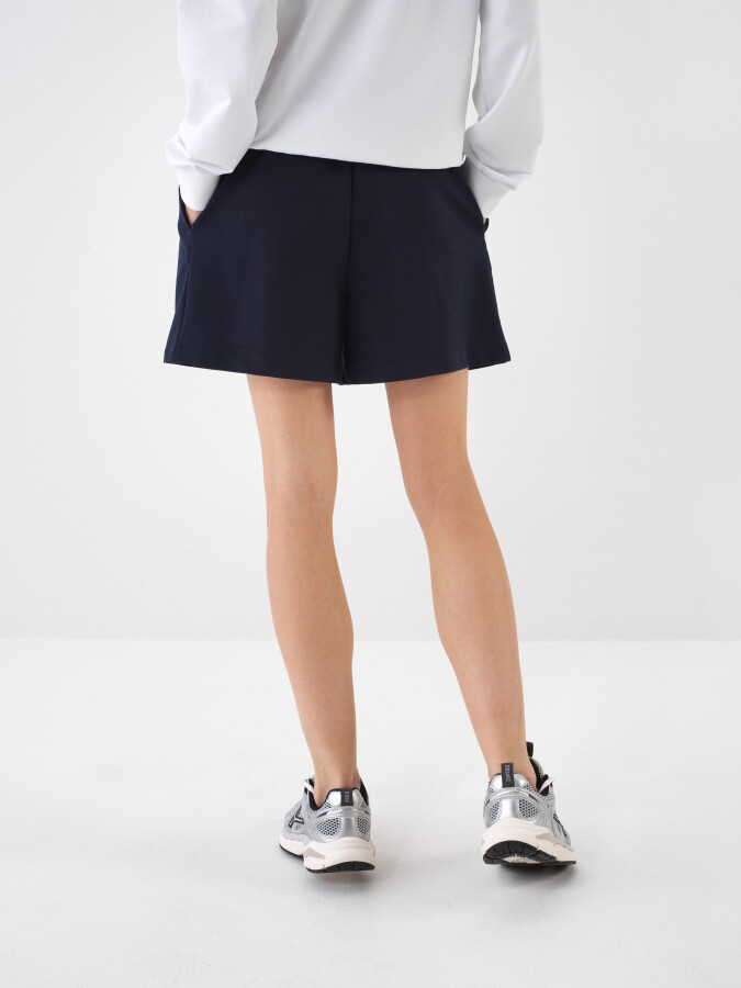 Navy Blue Regular Fit Cotton Shorts - 3