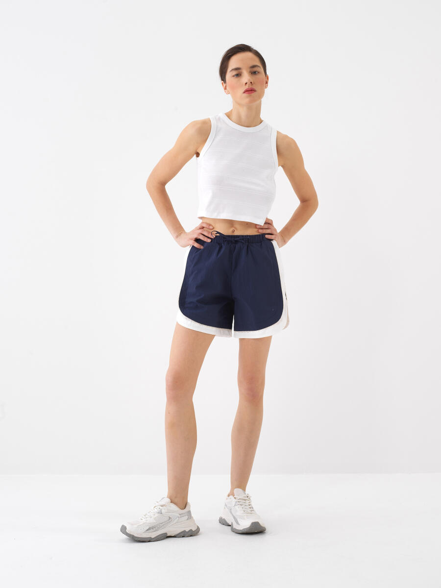 Navy Blue Regular Fit Shorts - 5