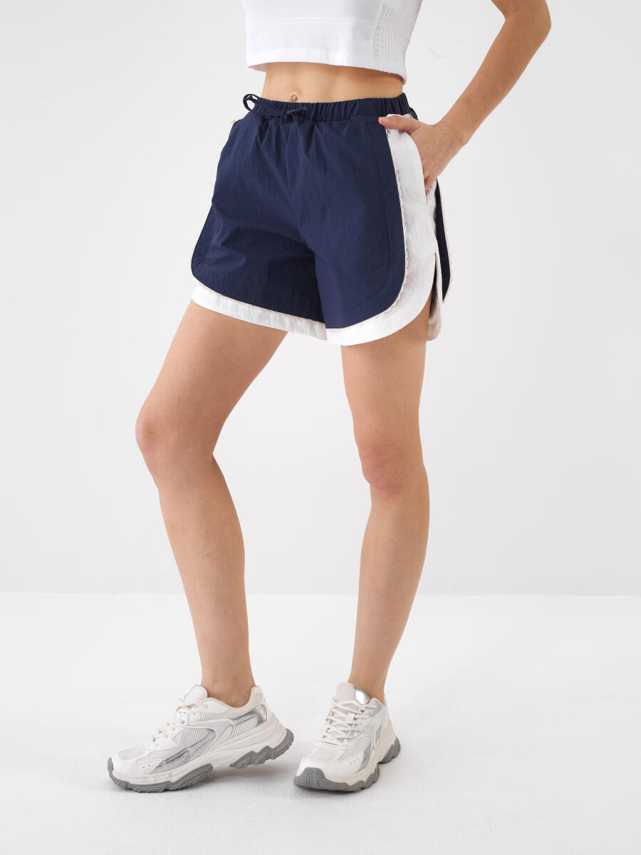 Navy Blue Regular Fit Shorts - 1