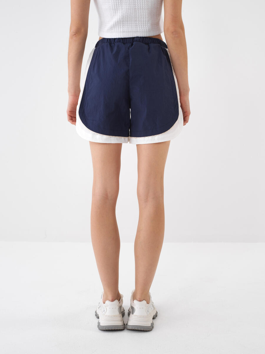 Navy Blue Regular Fit Shorts - 3