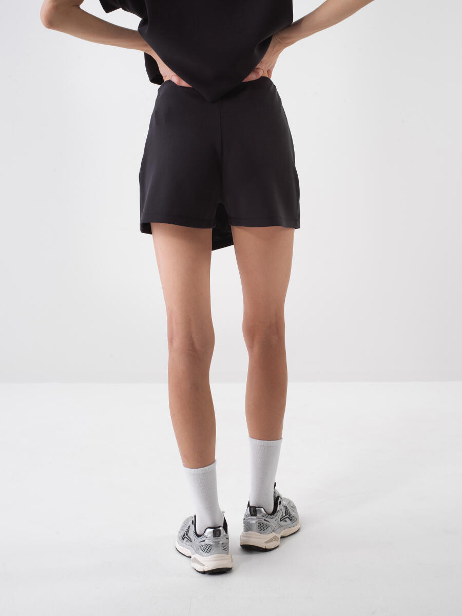 Black Oversize Modal Shorts Skirt - 4
