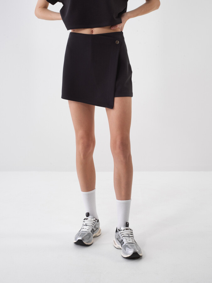 Black Oversize Modal Shorts Skirt - 1