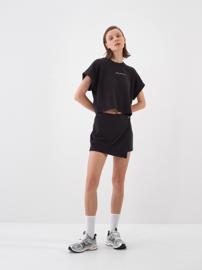 Black Oversize Modal Shorts Skirt - 2