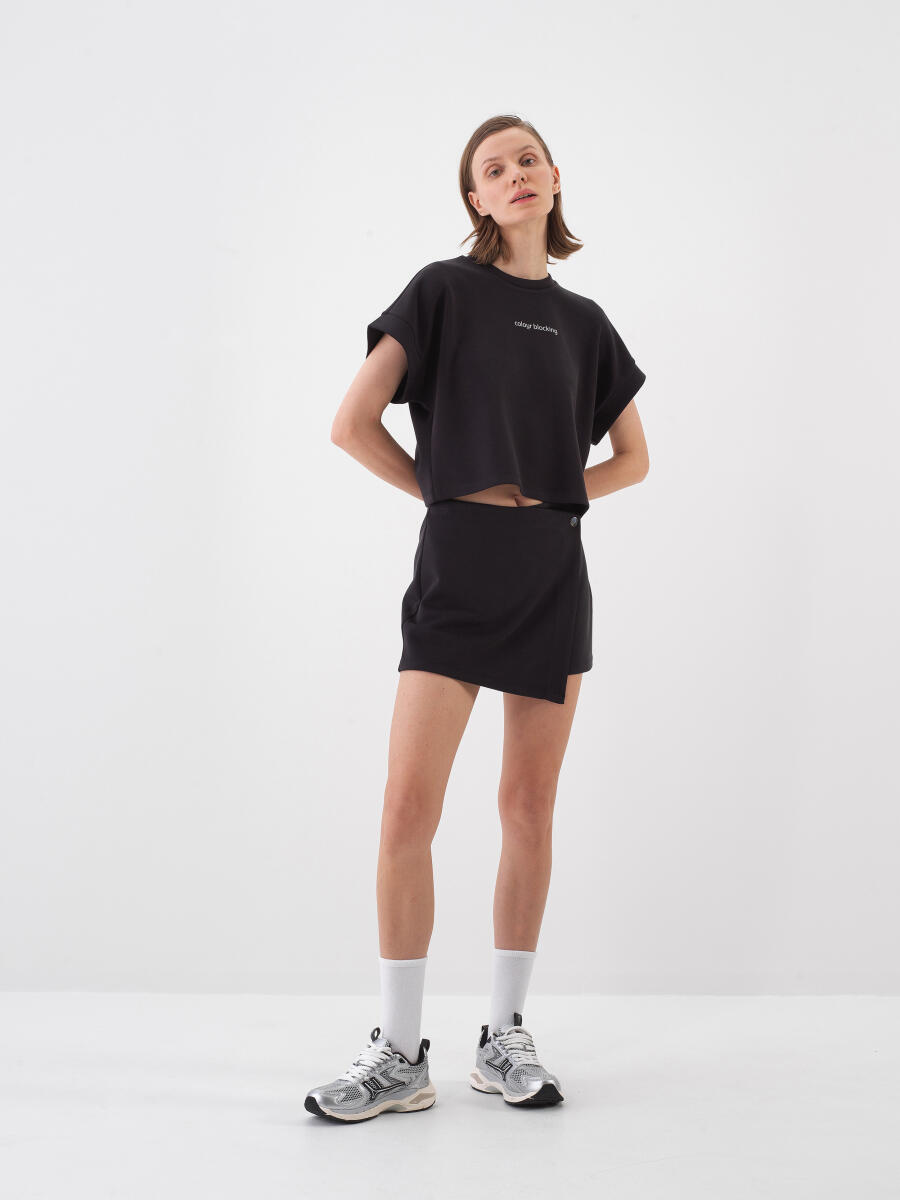 Black Oversize Modal Shorts Skirt - 2