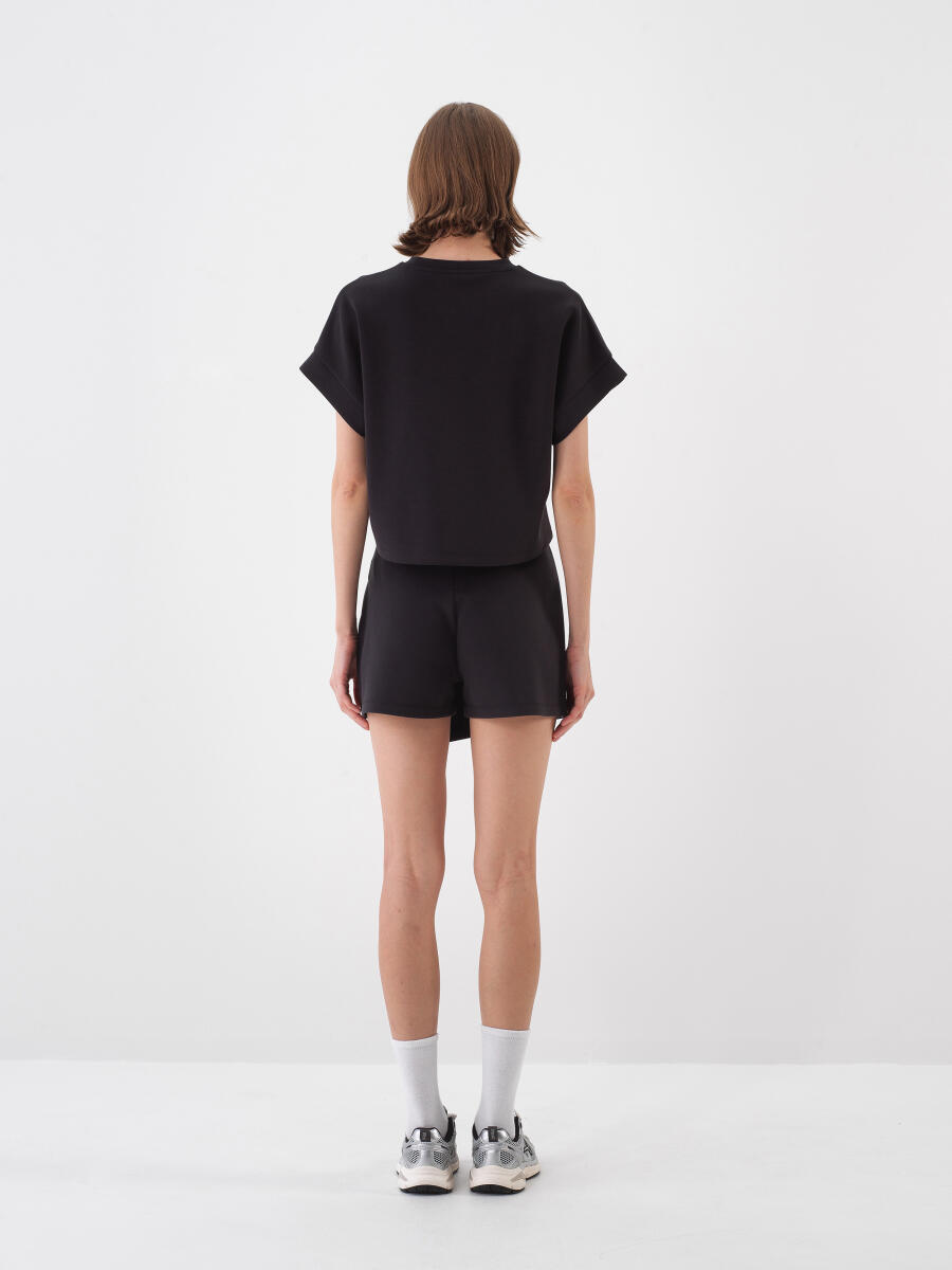 Black Oversize Modal Shorts Skirt - 5