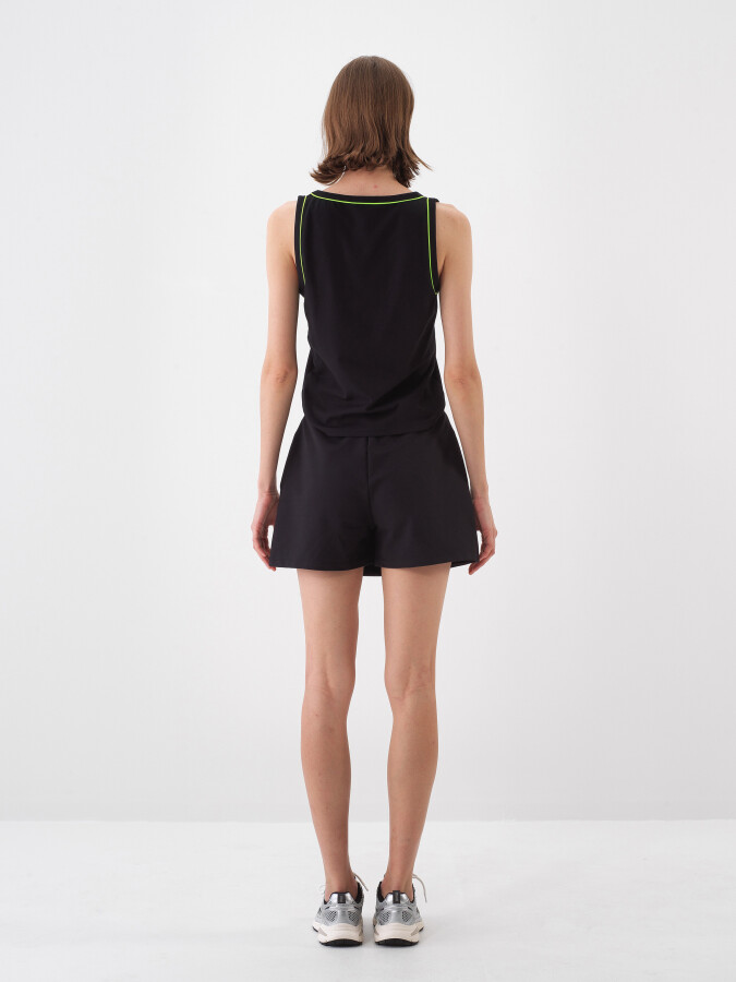 Black Regular Fit Cotton Shorts Skirt - 5