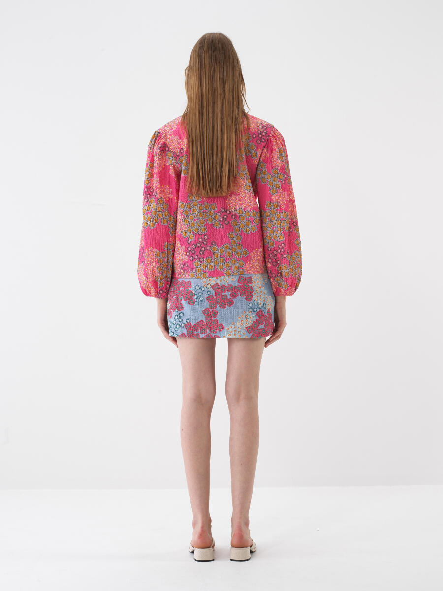 Blue Regular Fit Cotton Shorts Skirt - 5