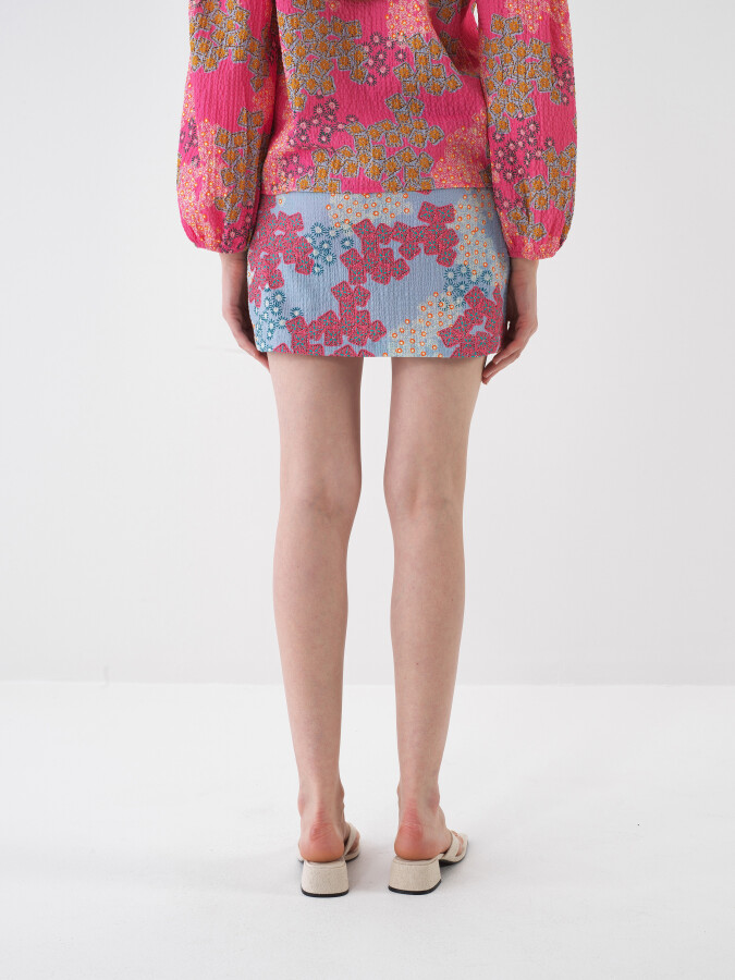 Blue Regular Fit Cotton Shorts Skirt - 4