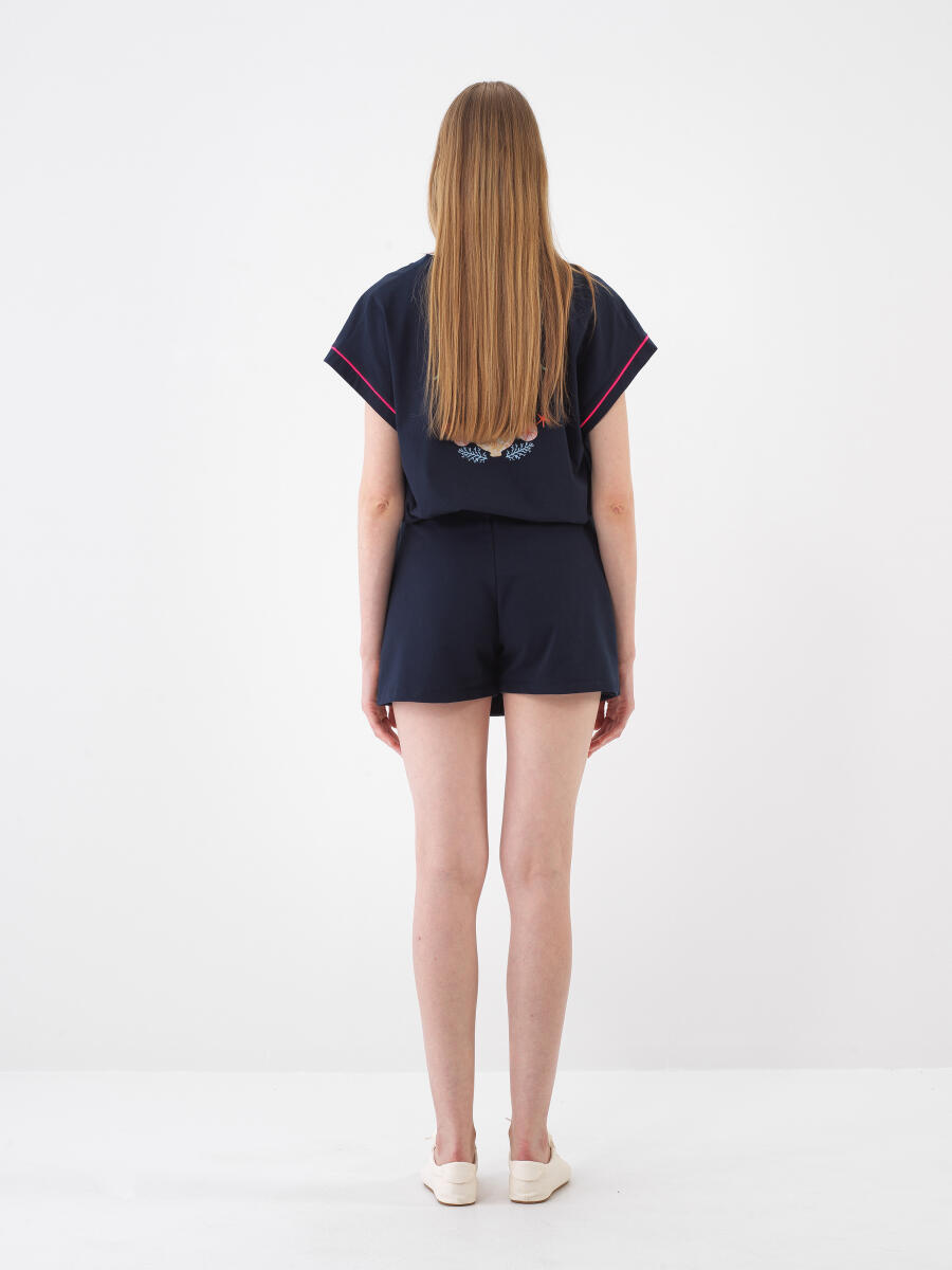 Navy Blue Regular Fit Cotton Shorts Skirt (4)