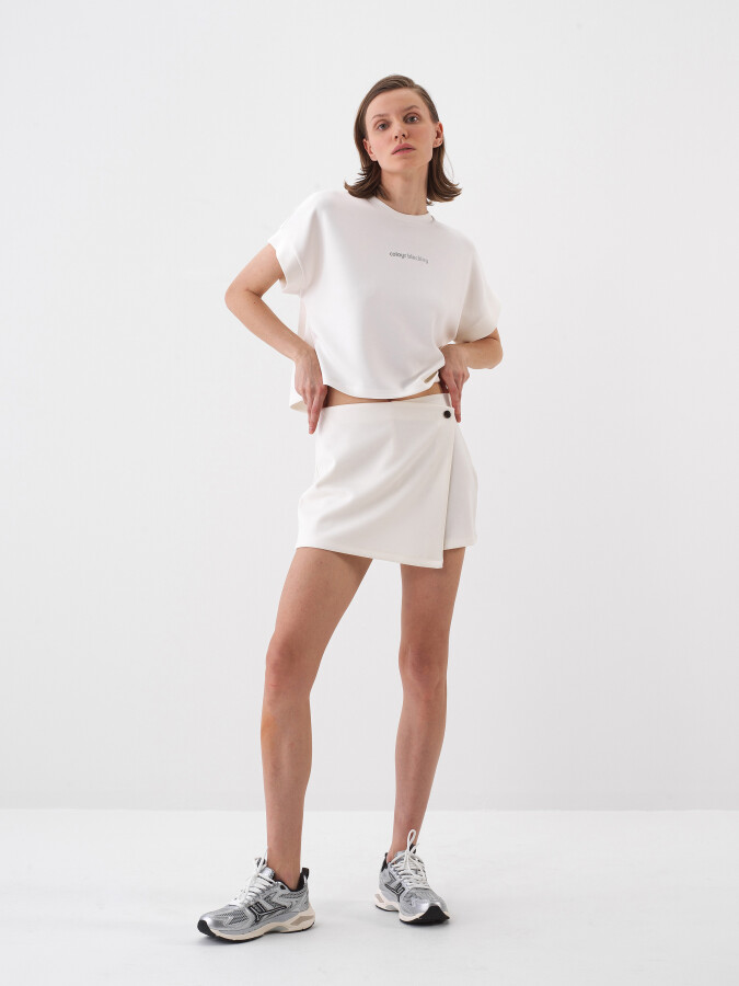 White Oversize Modal Shorts Skirt - 2