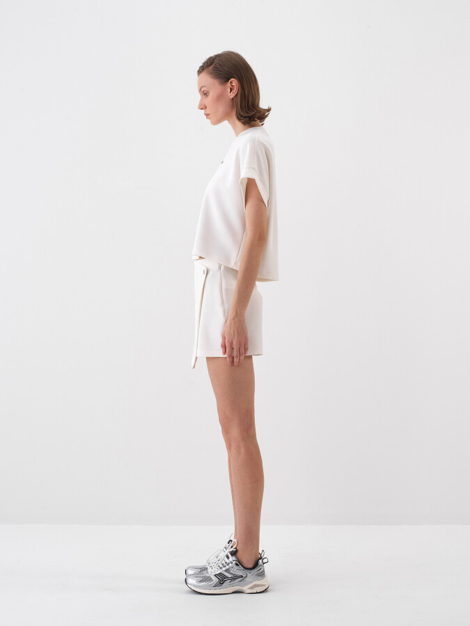 White Oversize Modal Shorts Skirt - 3