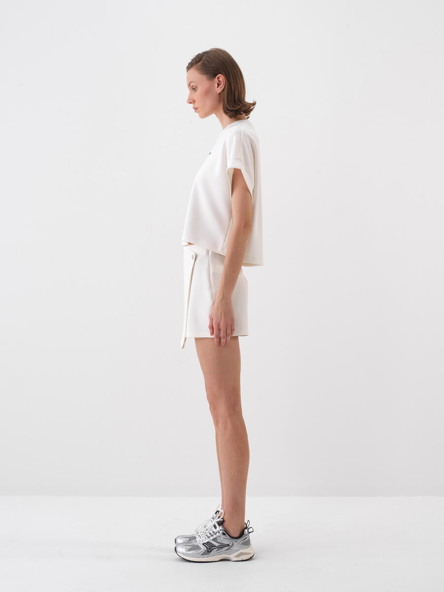 White Oversize Modal Shorts Skirt - 3