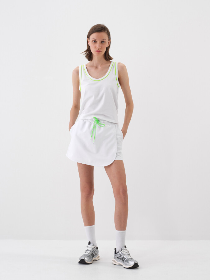 White Regular Fit Cotton Shorts Skirt - 2