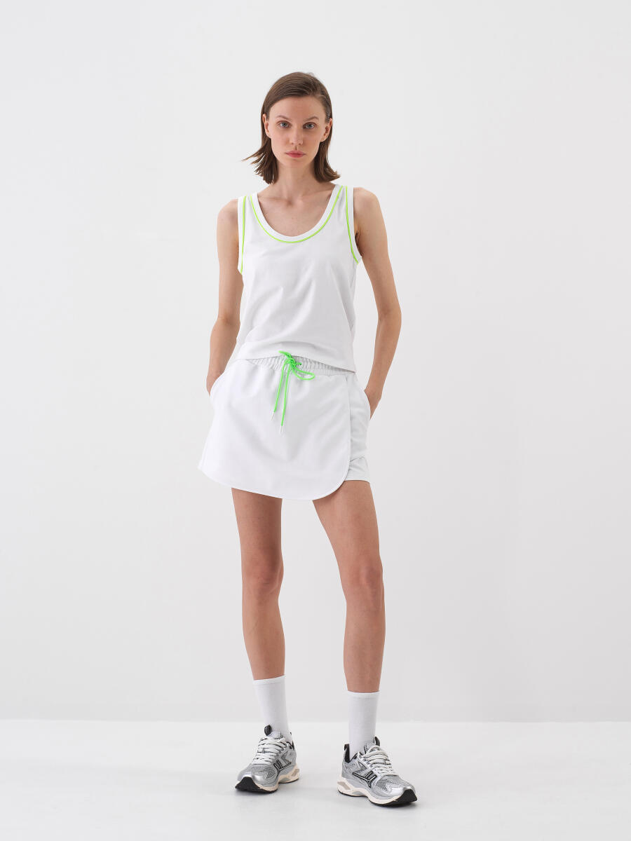 White Regular Fit Cotton Shorts Skirt - 2