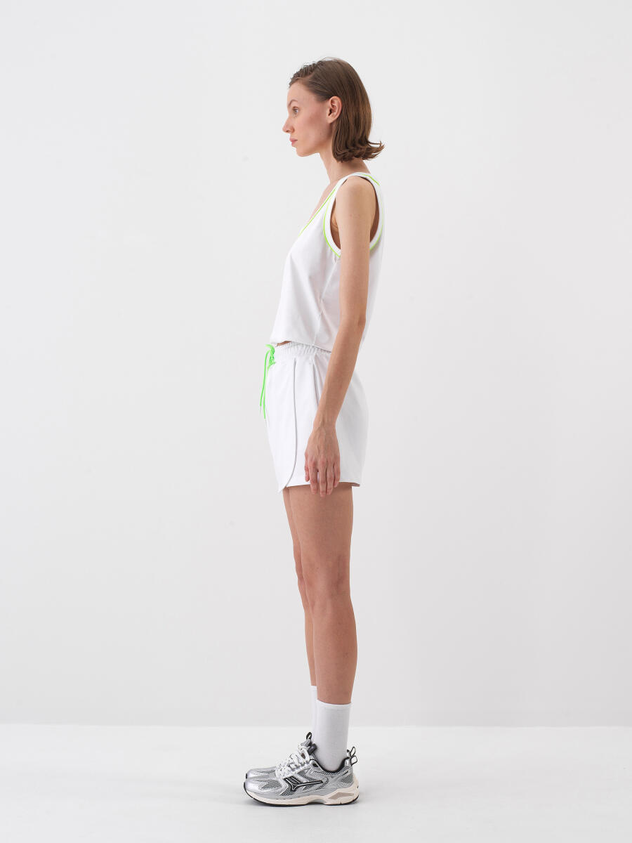 White Regular Fit Cotton Shorts Skirt - 3