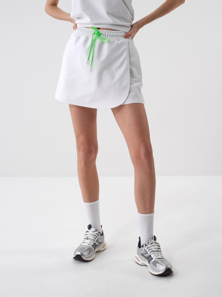 White Regular Fit Cotton Shorts Skirt - 1