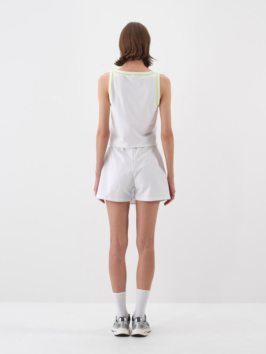 White Regular Fit Cotton Shorts Skirt - 5