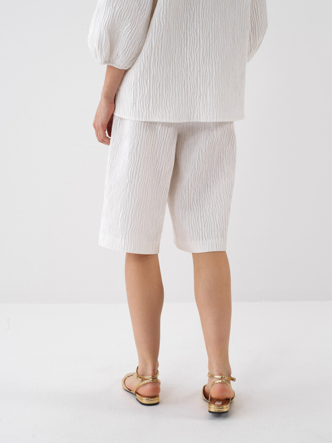 White Oversize Cotton Shorts - 2