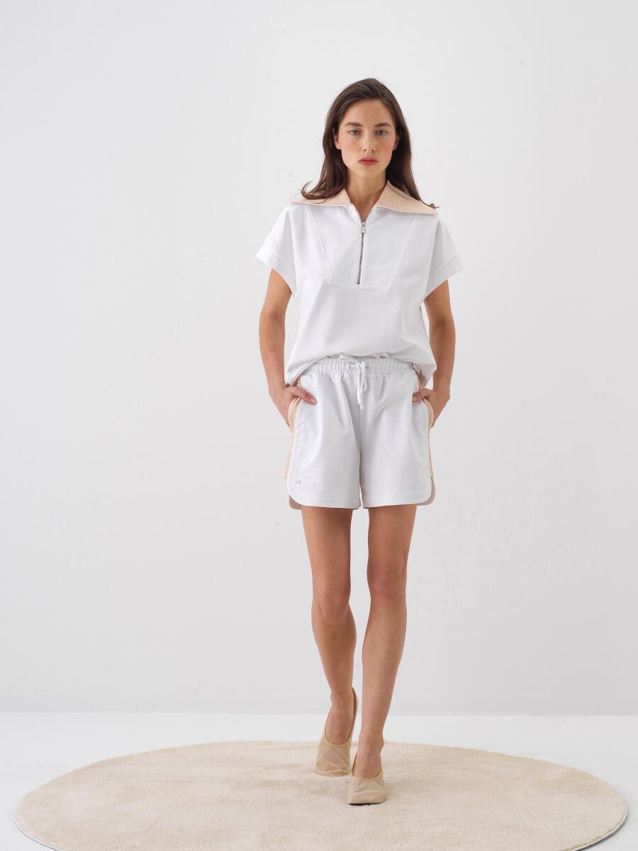 White Oversize Cotton Shorts - 6