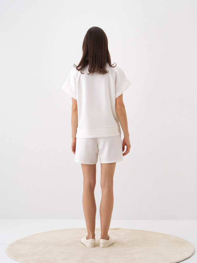 White Oversize Modal Shorts - 4