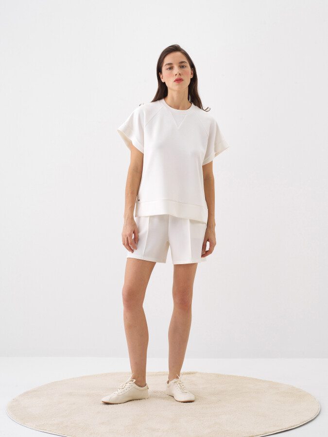White Oversize Modal Shorts - 5