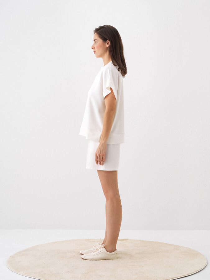 White Oversize Modal Shorts - 2